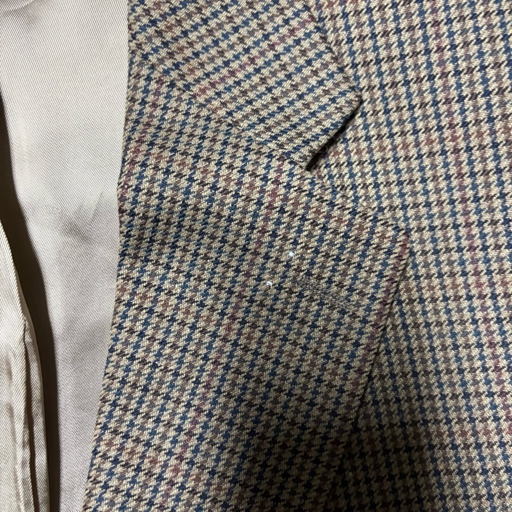 Vintage Ralph Lauren Chaps Blazer Made in Canada Silk Wool Houndstooth 40R - Picture 7 of 16